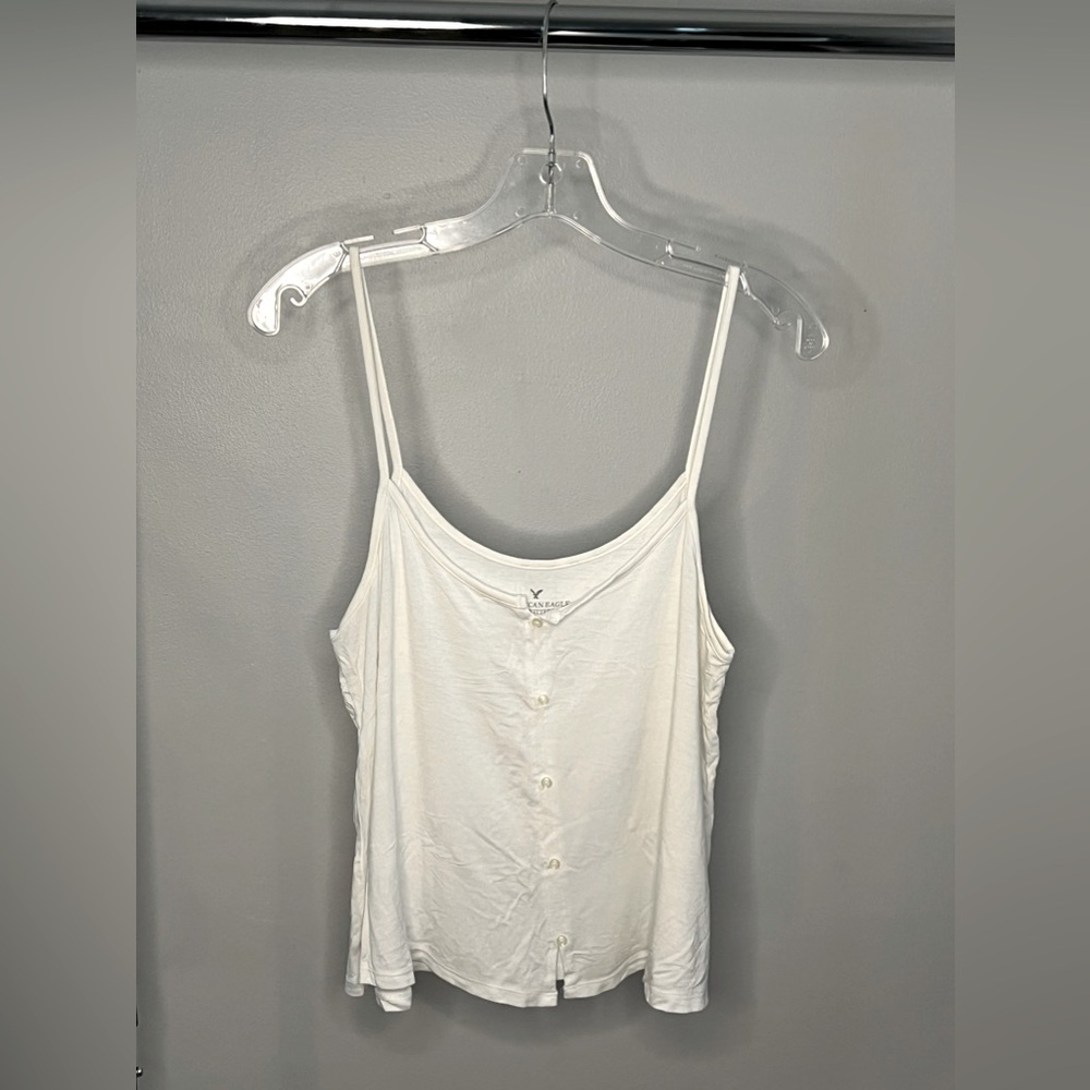 American Eagle White Button Down Crop Top